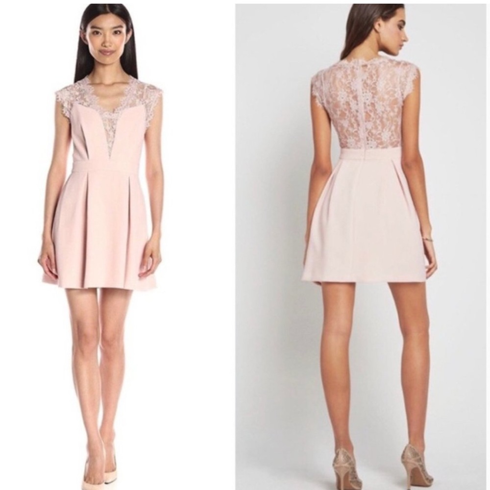 Elegant BCBGeneration Baby Pink Mini Lace Dress